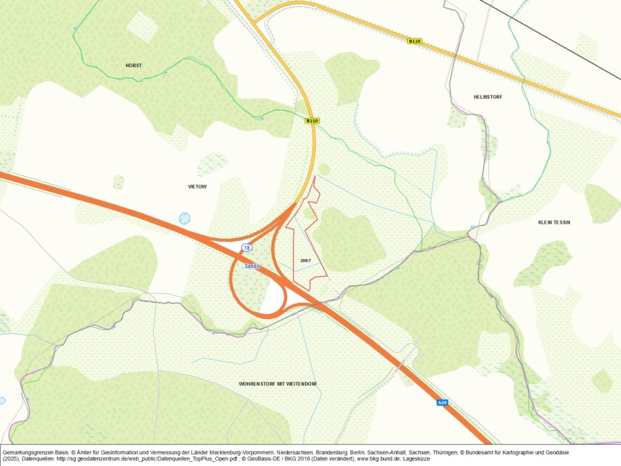 Grünland an der A 20, Abfahrt Sanitz - Bild