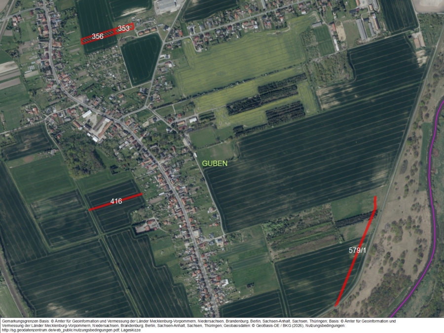 Landwirtschaftliche Kleinstflächen um Guben - Bild
