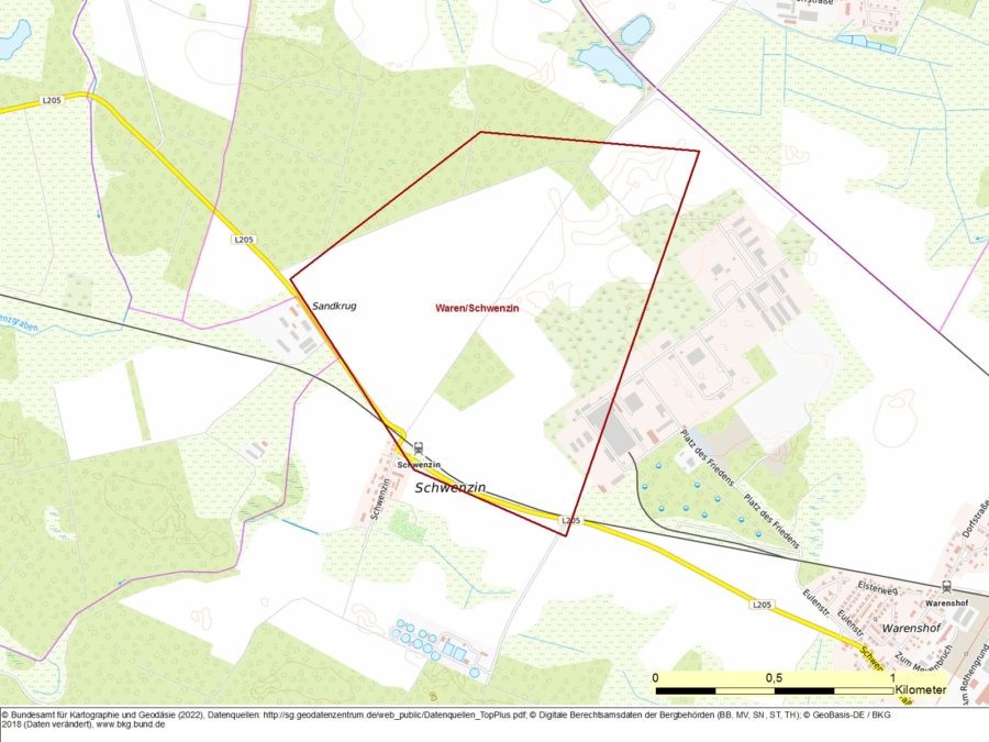 Bergwerkseigentum Waren/Schwenzin, Kiese und Kiessande - Bild