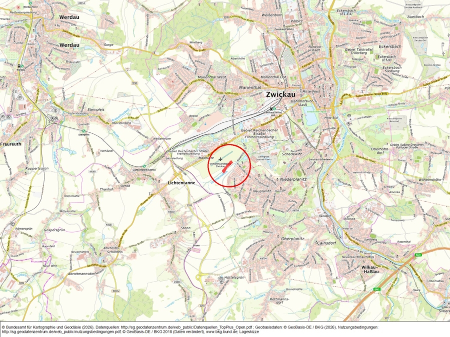 Flächen beim Segelflugplatz in der Stadt Zwickau - Bild