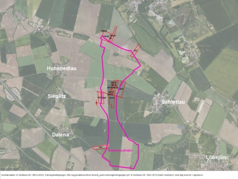 Potentielle Flächen für WEA im bzw. am WEG Domnitz-Löbejün, Sachsen-Anhalt, Saalekreis