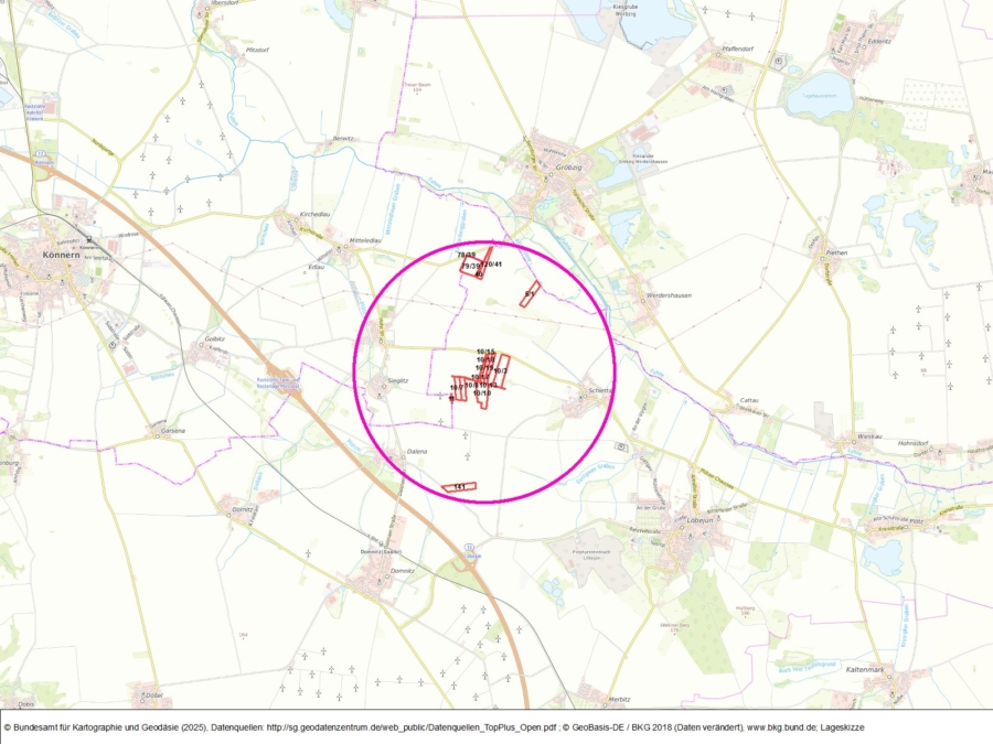 Potentielle Flächen für WEA im bzw. am WEG Domnitz-Löbejün - Bild