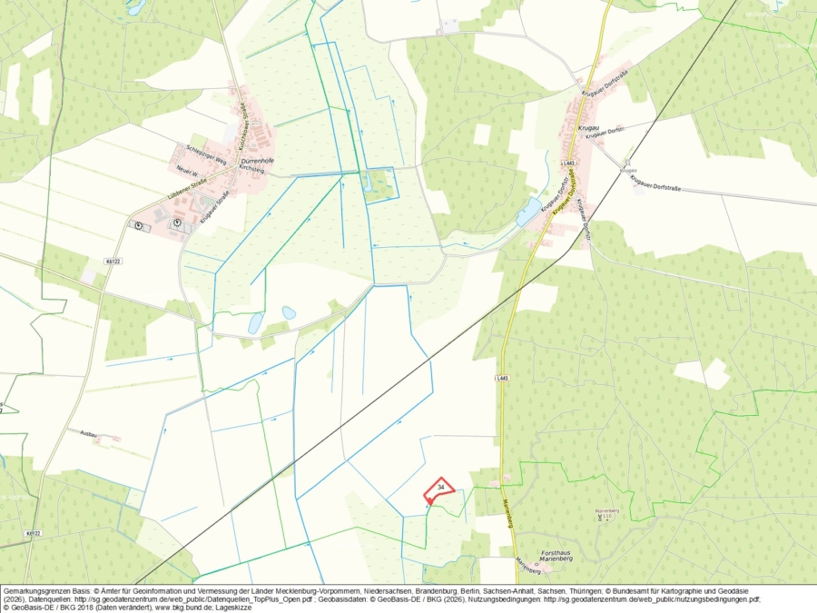 Ackerfläche südlich von Krugau, nahe der Str. Marienberg (L443) - Bild