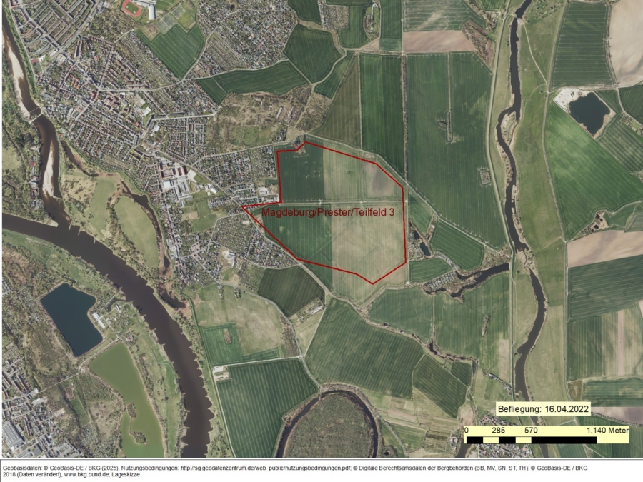 Bergwerkseigentum Magdeburg/Prester/Teilfeld 3, Kiese und Kiessande - Bild