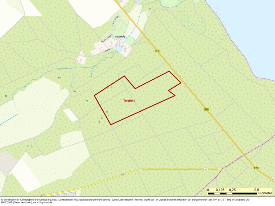 Ausschreibung Bergwerkseigentum Twietfort, Kiese und Kiessande - Bild