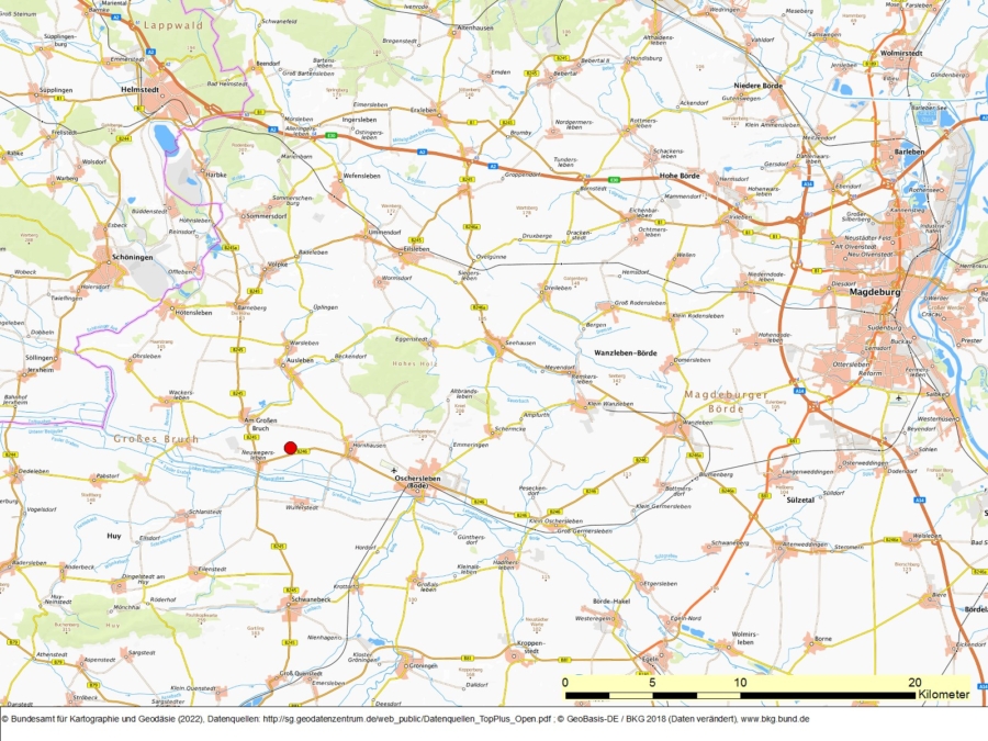 Bergwerkseigentum Neuwegersleben-Ost, Kiese und Kiessande - Regionale Lageübersicht