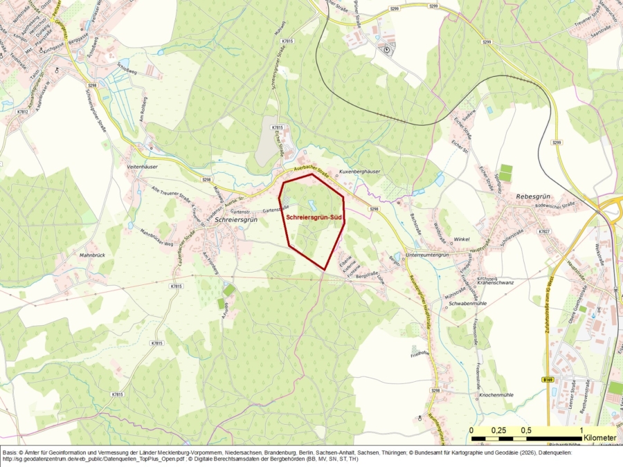 Ausschreibung Bergwerkseigentum Schreiersgrün-Süd,Hartgestein/Feldspat - Bild