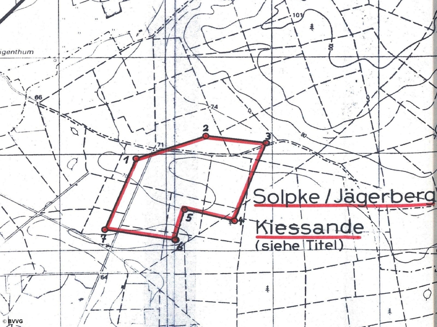 Bergwerkseigentum Solpke/Jägerberg, Kiese und Kiessande - Ausschnitt aus dem Lageriss