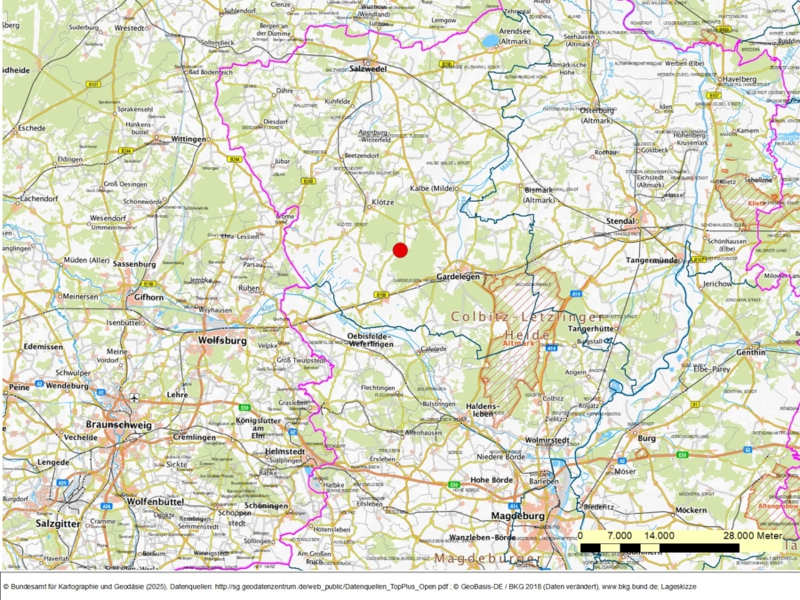 Bergwerkseigentum Solpke/Jägerberg, Kiese und Kiessande - Regionale Lageübersicht