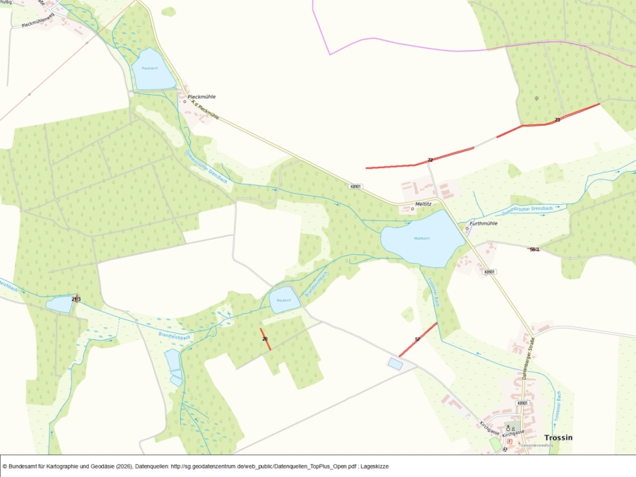 Splitterflächen in der Gemarkung Trossin - Bild